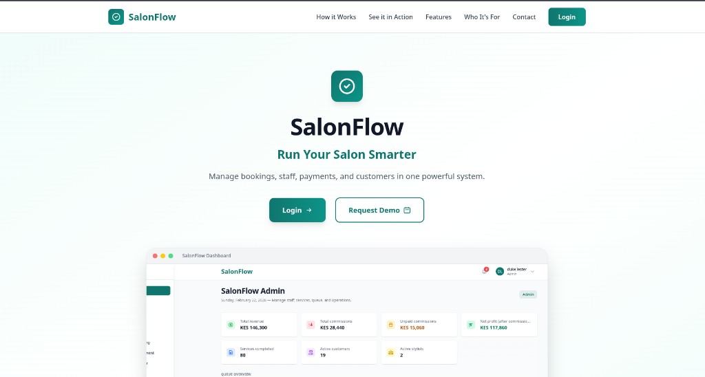 SalonFlow landing page