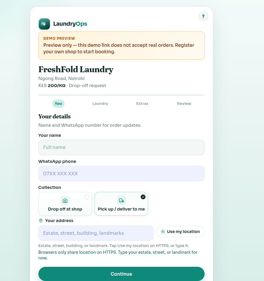 Customer booking wizard